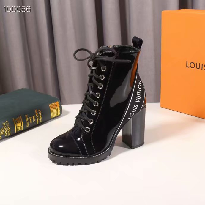 Louis Vuitton Black Leather Star Trail Block Heel Ankle Boots Size