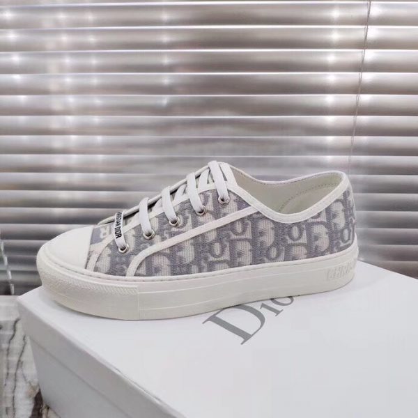Dior Walk'n'Dior Sneakers In Grey Oblique Canvas - Luxury Designer Brands