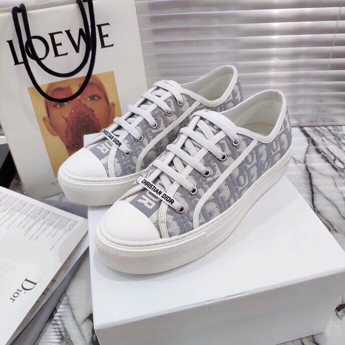 Dior Walk'n'Dior Sneakers In Grey Oblique Canvas - Luxury Designer Brands
